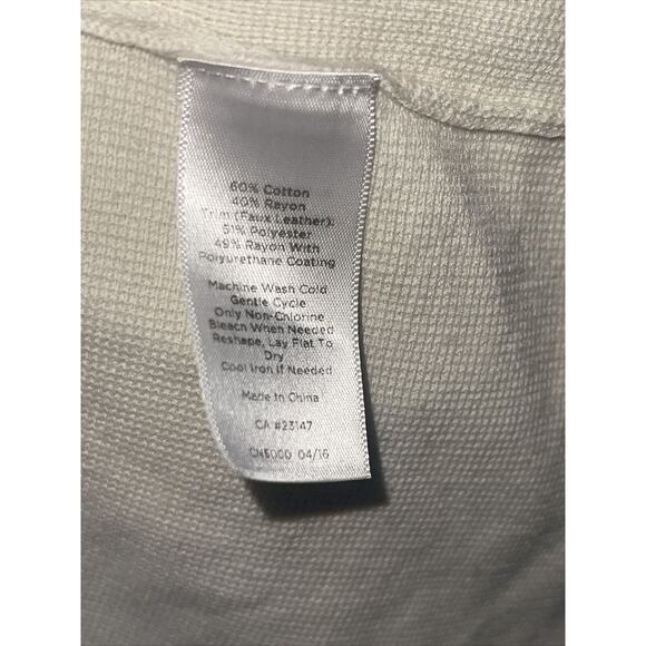 Talbots 1X Cardigan Sweater Long Open Faux‎ Leather Trim Women's Cream - Picture 5 of 5